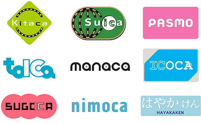 交通系電子マネーの画像、Kitaca、Suica、PASMO、tolca、manaca、ICOCA、SUGOCA、nimoca、HAYAKAKEN